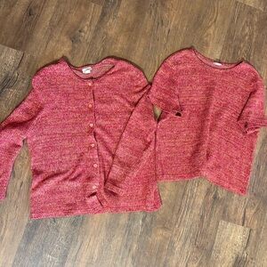 Vintage Blair boutique red cardigan and short sleeve set